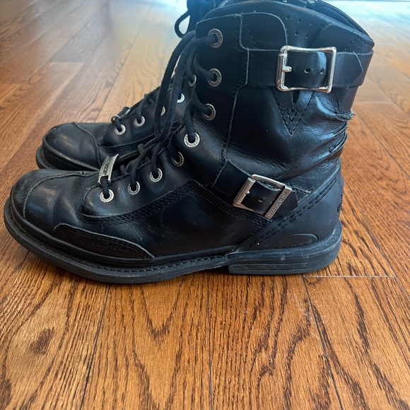 Harley-Davidson Black Leather Lace-Up Boots with side zipper main image 7